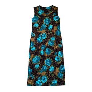 Floral Brown Teal Green Boho Formal Casual Sleeveless Maxi Dress